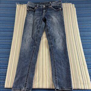 Miss Me Jeans Womens 32 Signature Skinny Embroidered Peace Sign Pockets Denim